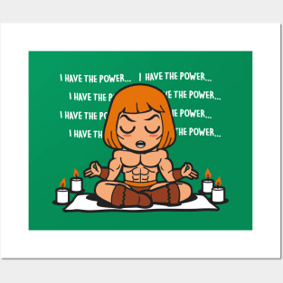 Funny Cute Retro 80's Superhero Cartoon Doing Yoga Meditation Chanting Mantra Posters and Art